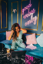 LED neon sign in a colorful bedroom