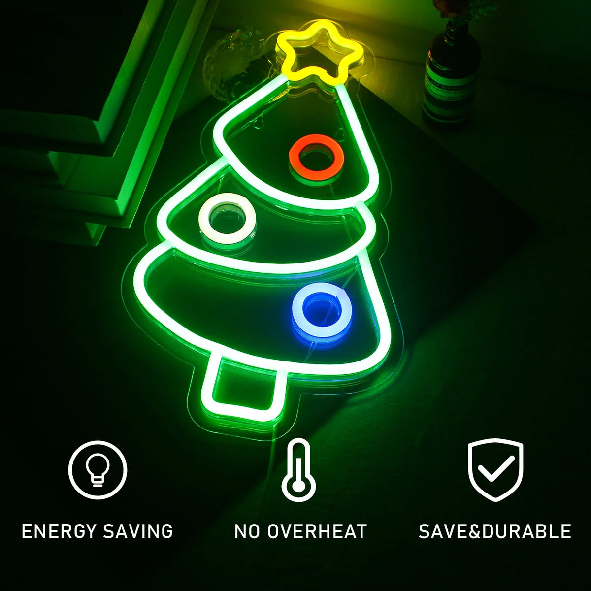 Christmas Tree with Baubles 5V USB LED neon sign