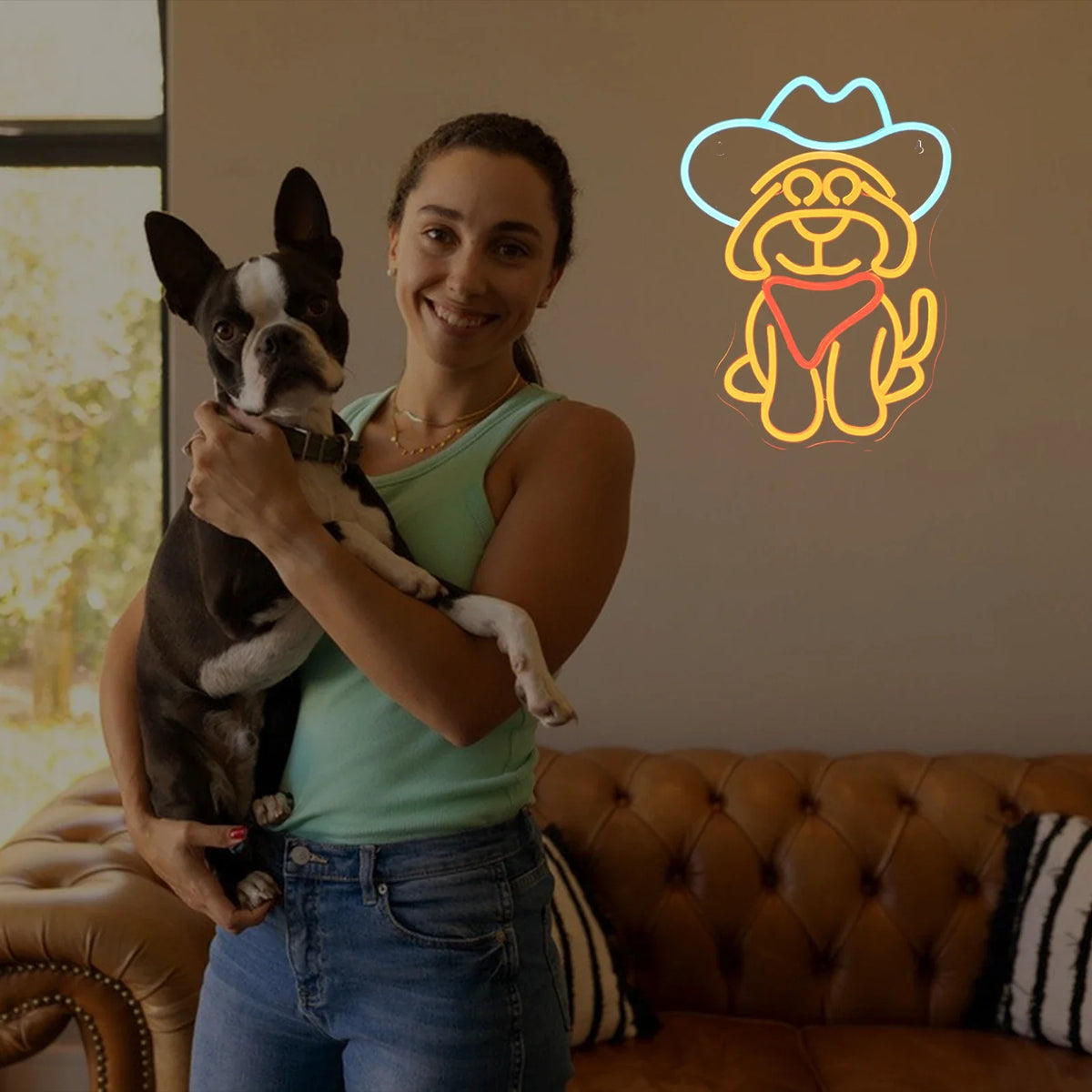 Enseigne néon LED USB 5 V Chien cow-boy