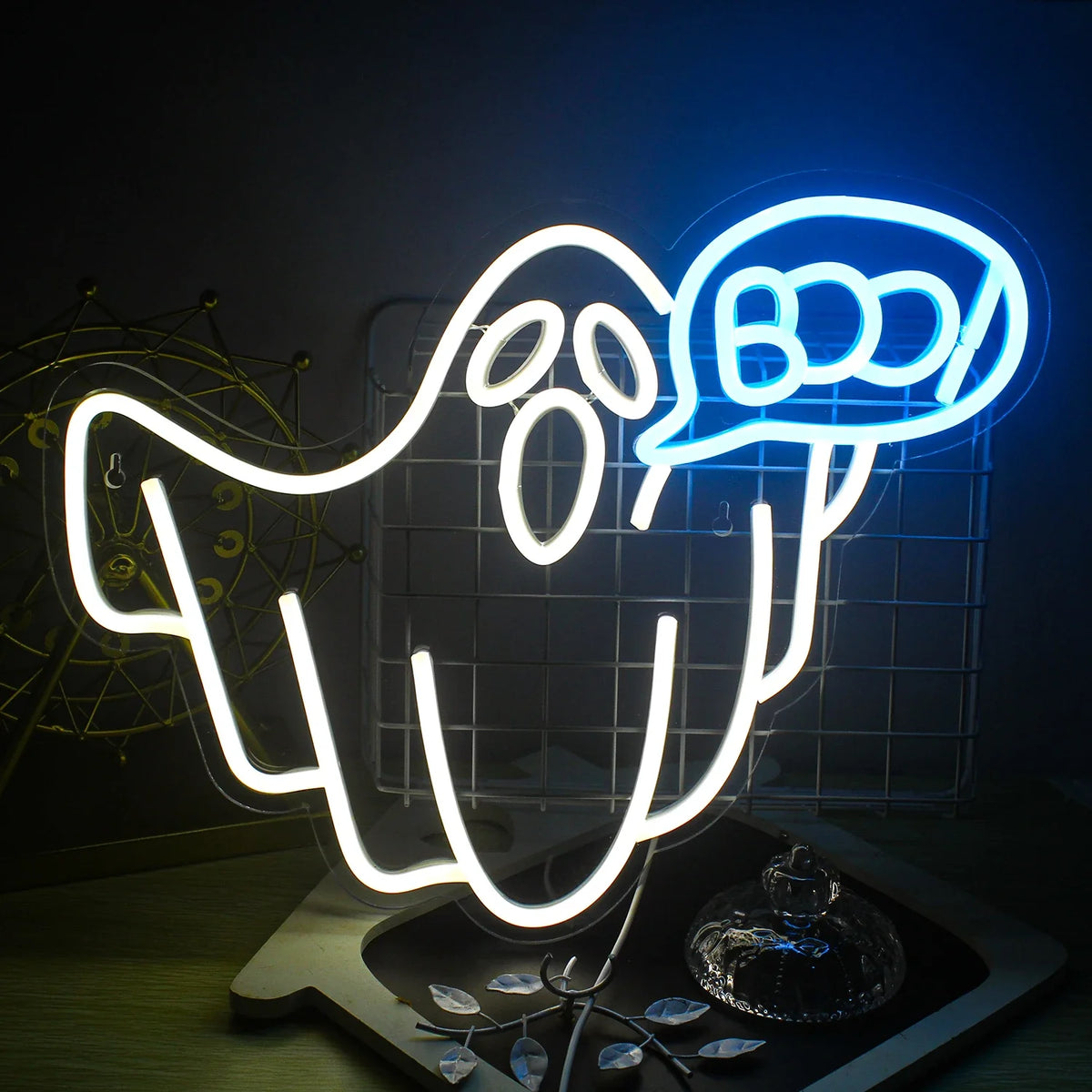 Enseigne néon LED USB 5 V Halloween — blanc bleu