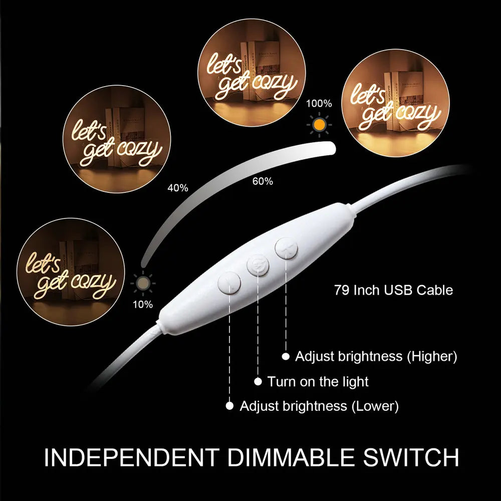 Let’s Get Cozy 5V USB LED neon sign