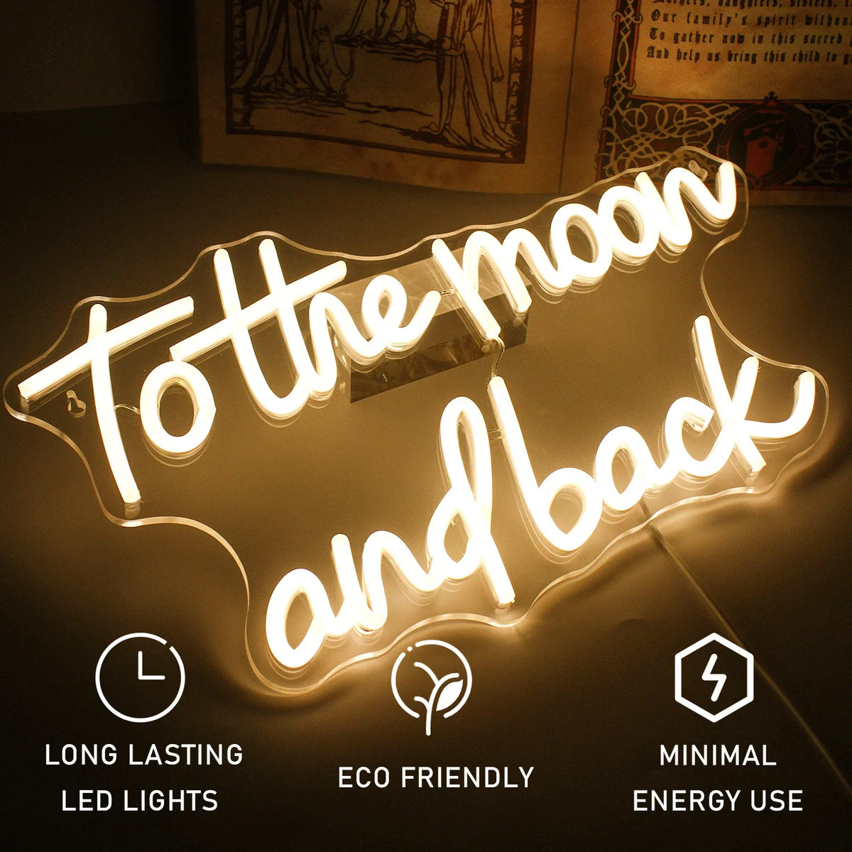 Enseigne néon LED USB 5 V To The Moon And Back