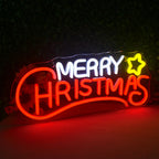 Enseigne néon LED USB 5 V Sapin et étoile « Merry Christmas »