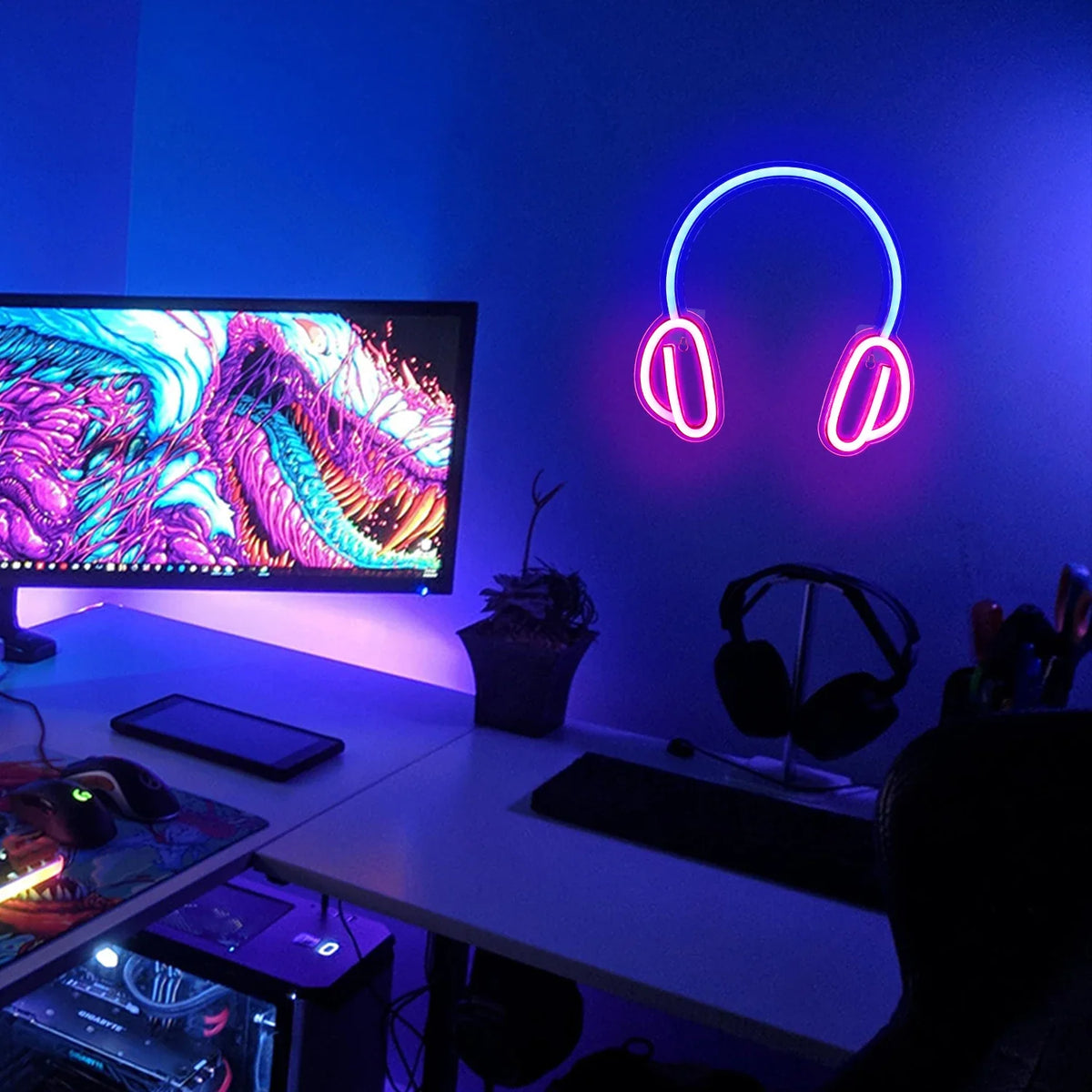 Headphones 5V USB LED neon sign