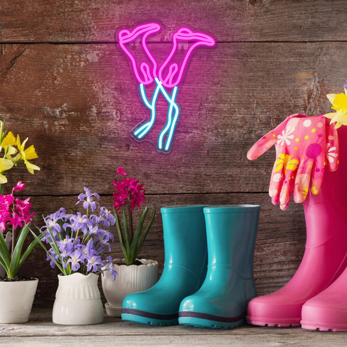 Pink Cowboy Boot 5V USB LED neon sign