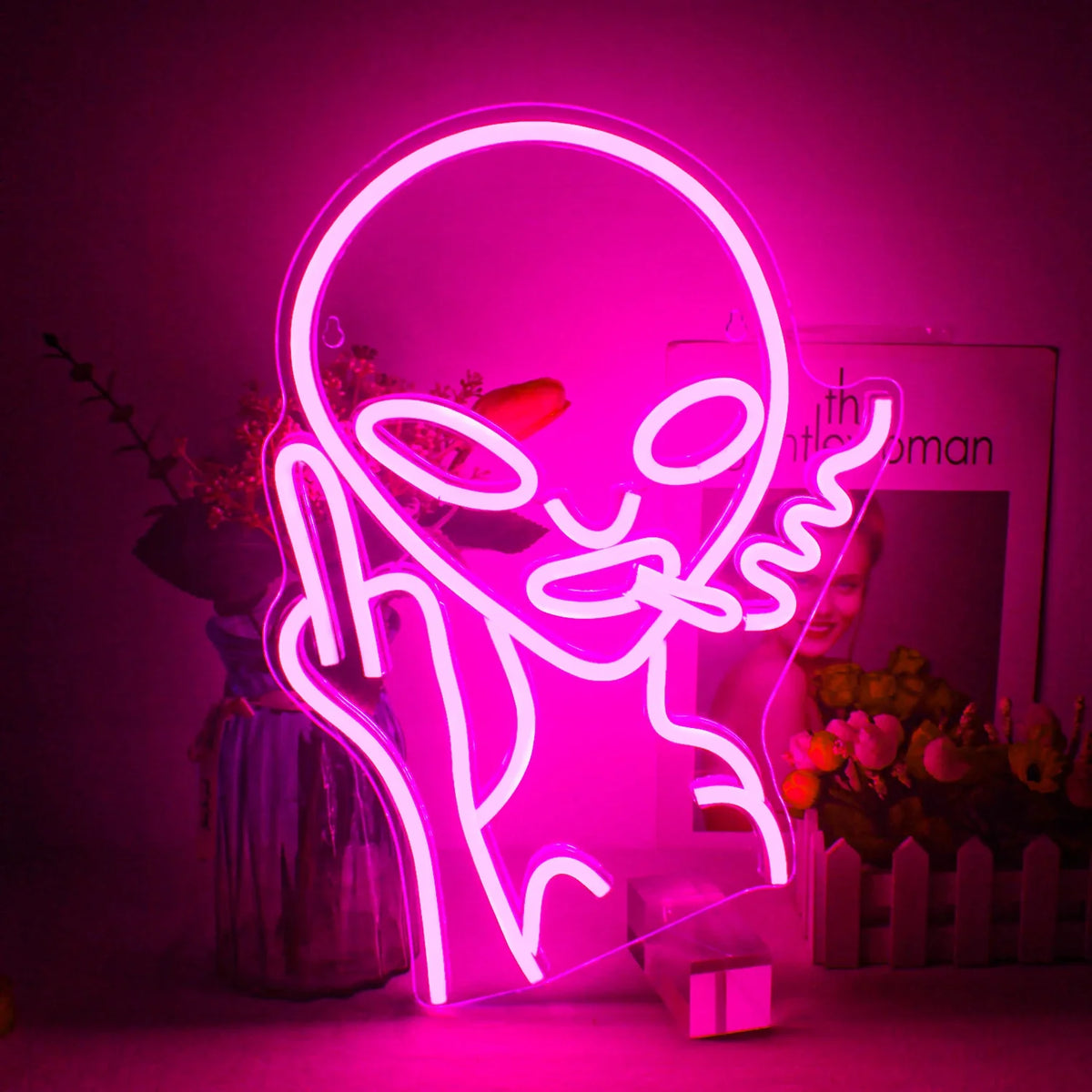 Smoking Alien 5V USB LED neon sign – Pink