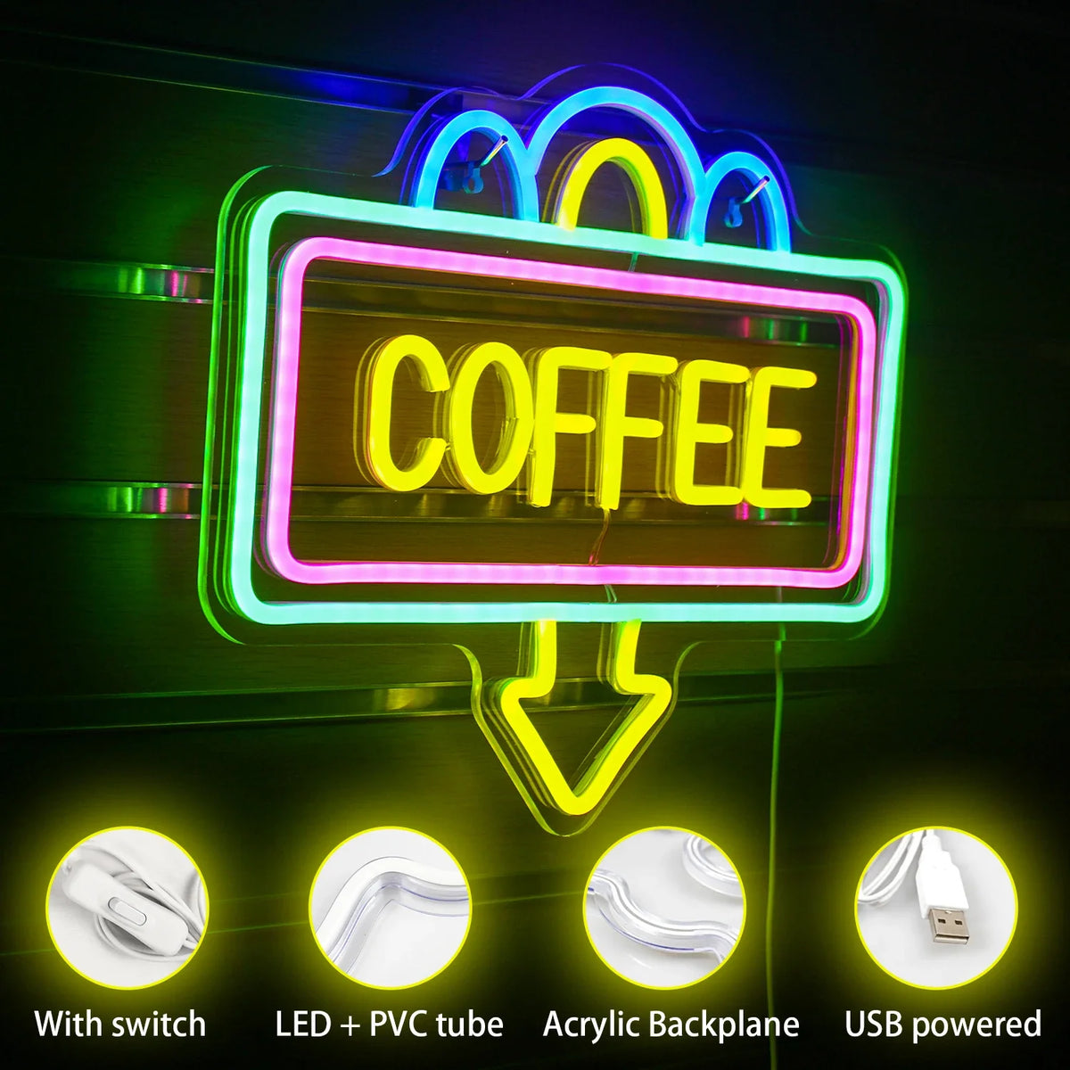 Coffee 5V USB LED neon sign
