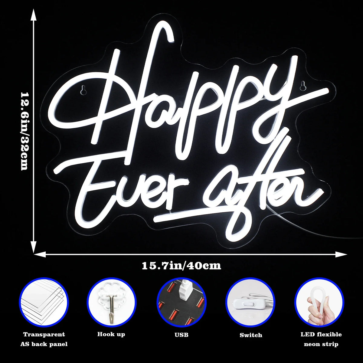 Happy Ever After 5V USB LED neon sign