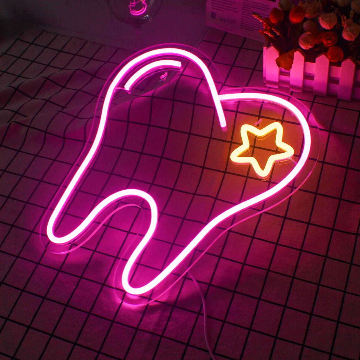 Enseigne néon LED USB 5 V Dent rose