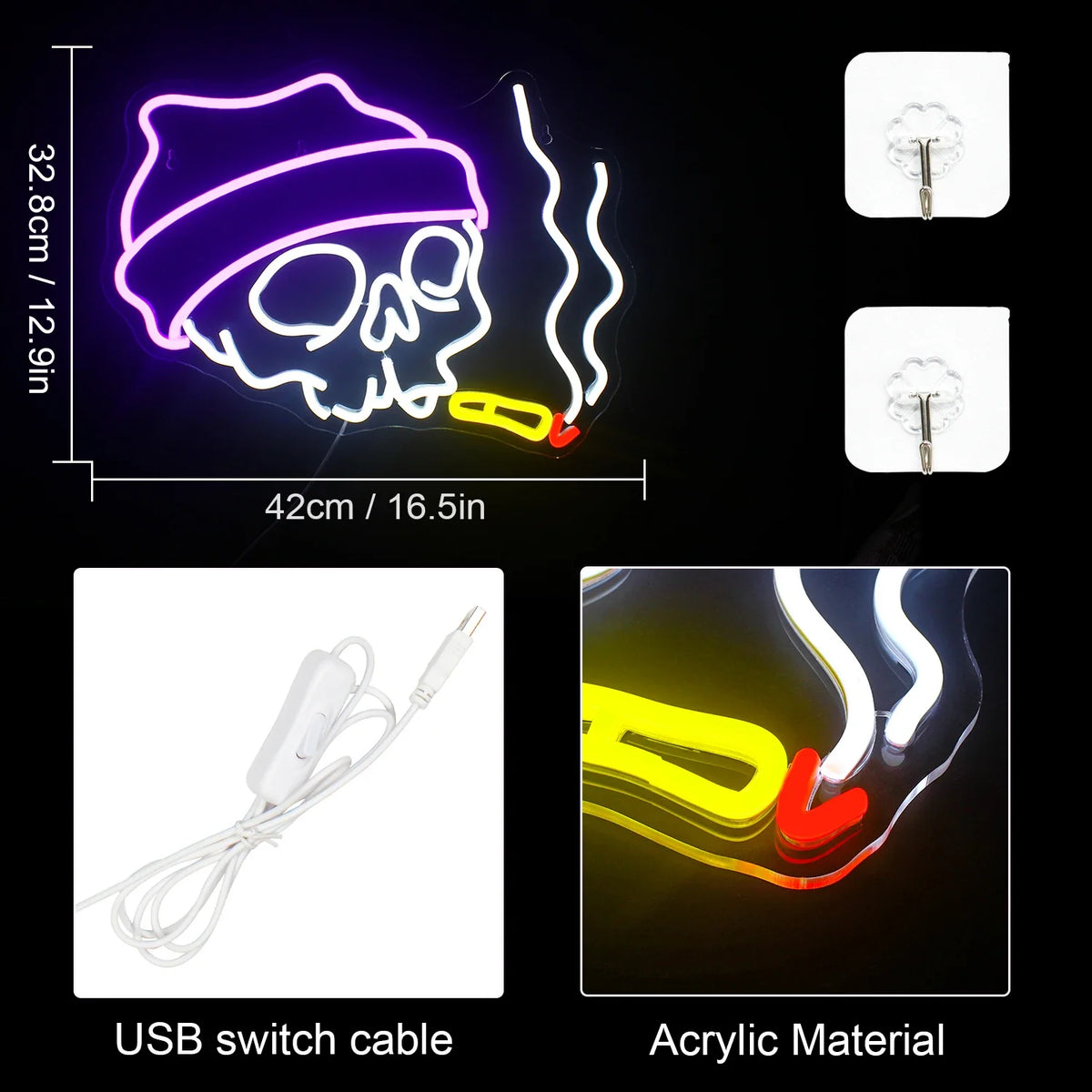 Skull 5V USB LED neon sign