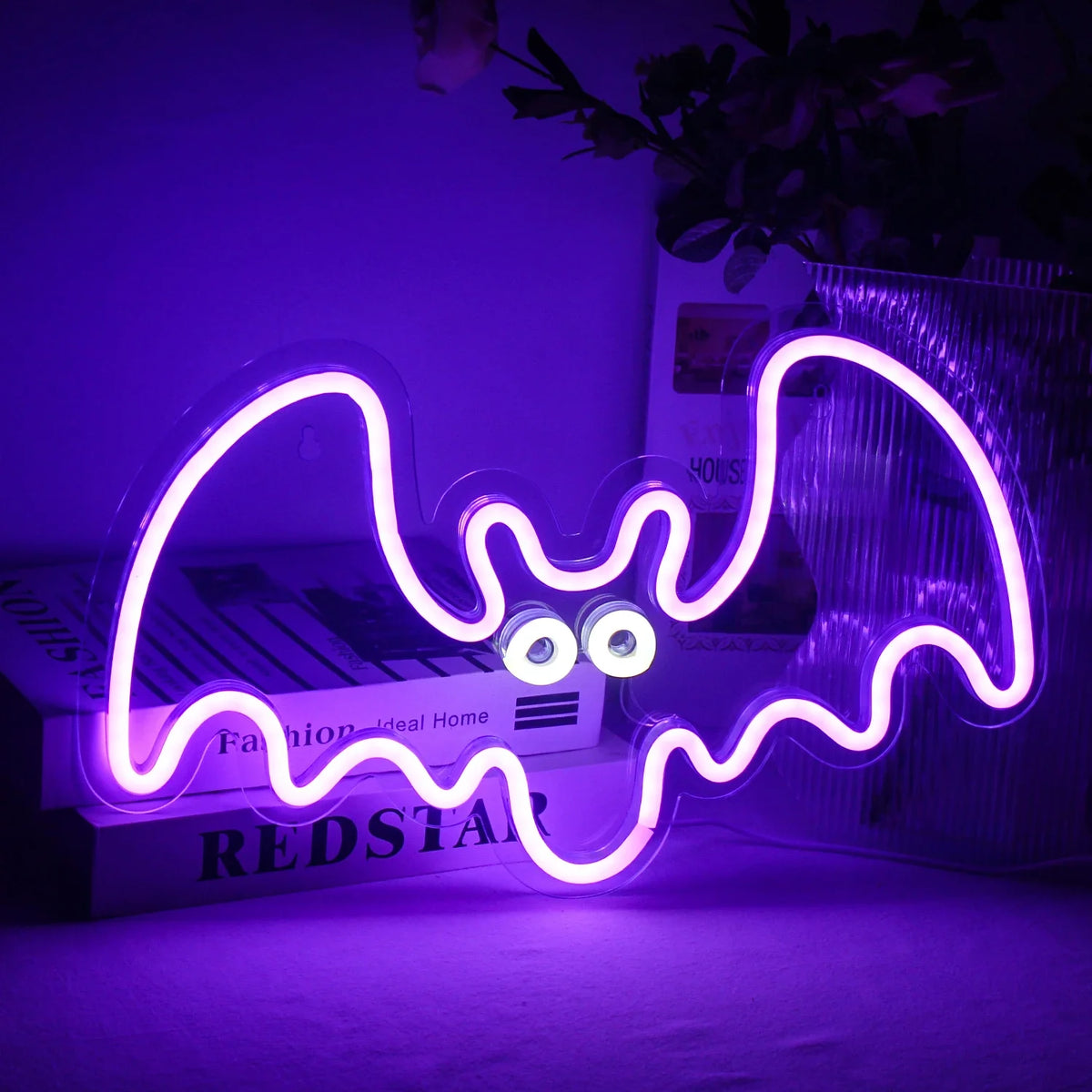 Enseigne néon LED USB 5 V Chauve-souris — 36 × 24 cm
