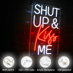 Shut Up & Kiss Me 5V USB LED neon sign