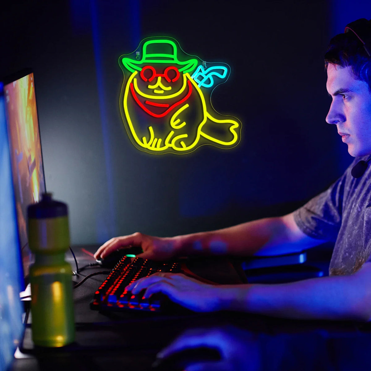 Cowboy Cat 5V USB LED neon sign