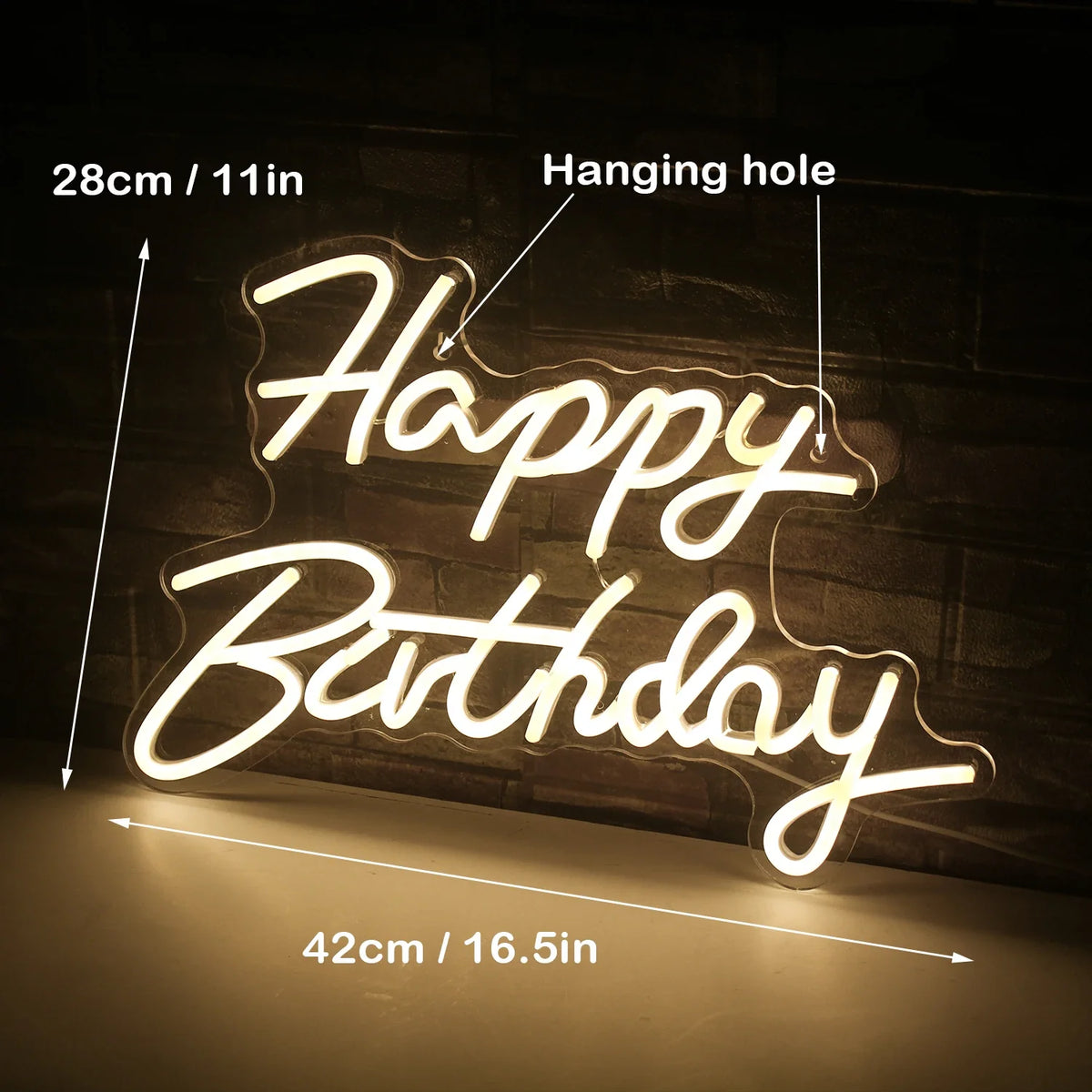 Happy Birthday 5V USB LED neon sign