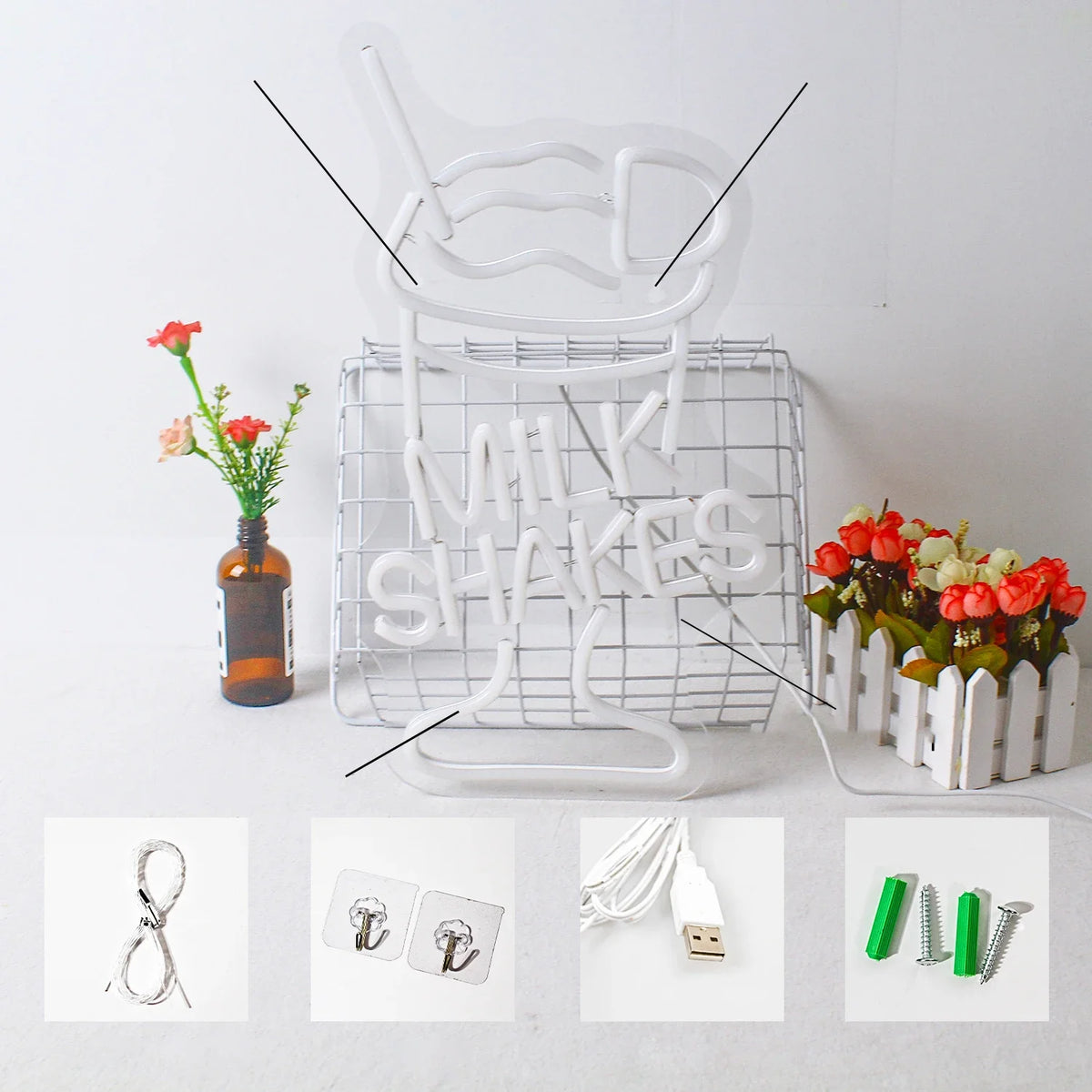 Milk Shakes 5V USB LED neon sign