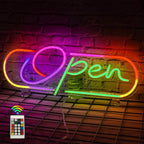 Enseigne néon LED USB 5 V Open RVB — 42 × 16 cm