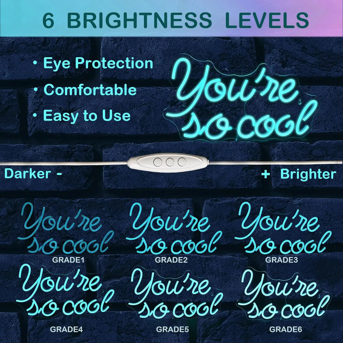 Ice Blue You're So Cool 5V USB LED neon sign