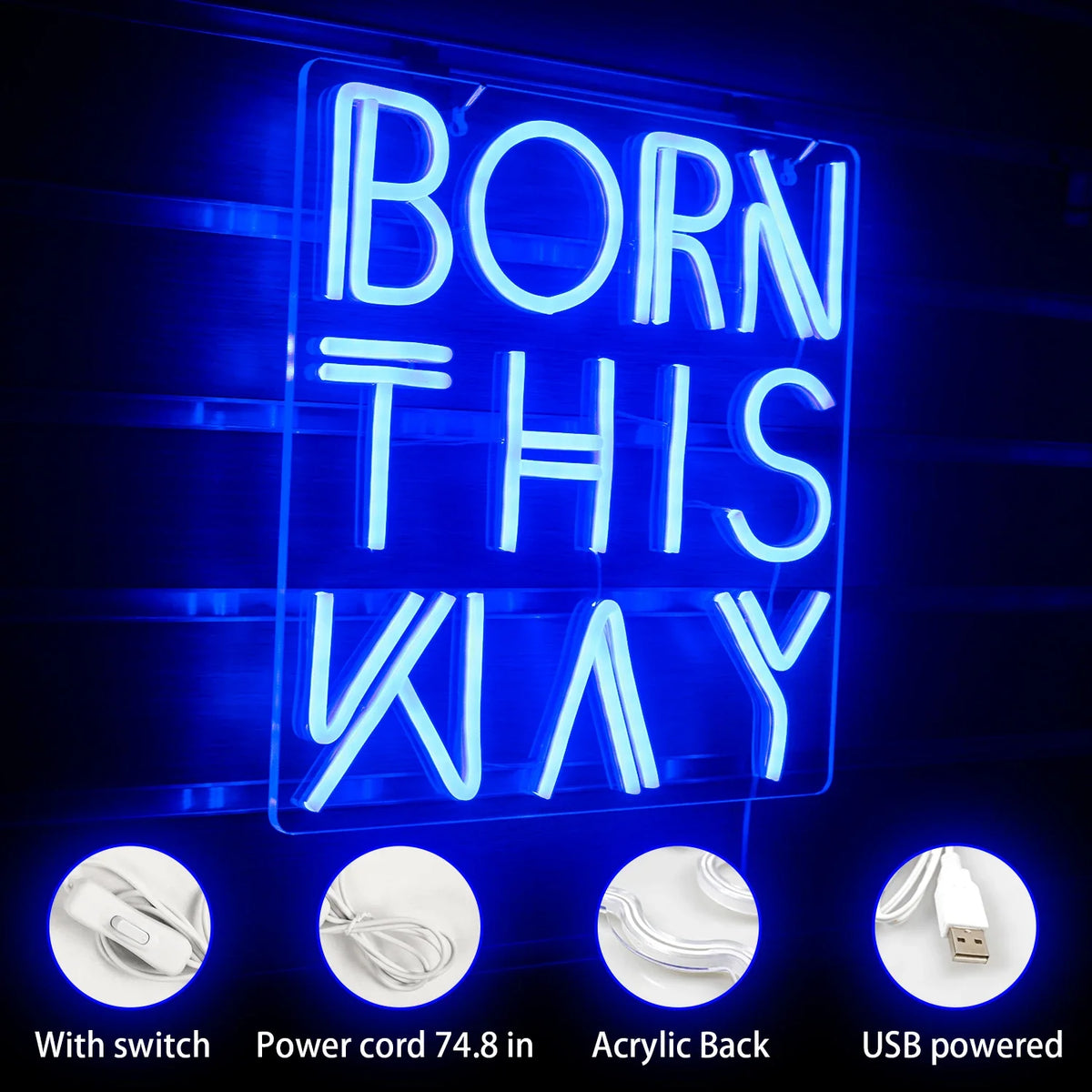 Enseigne néon LED USB 5 V Born This Way