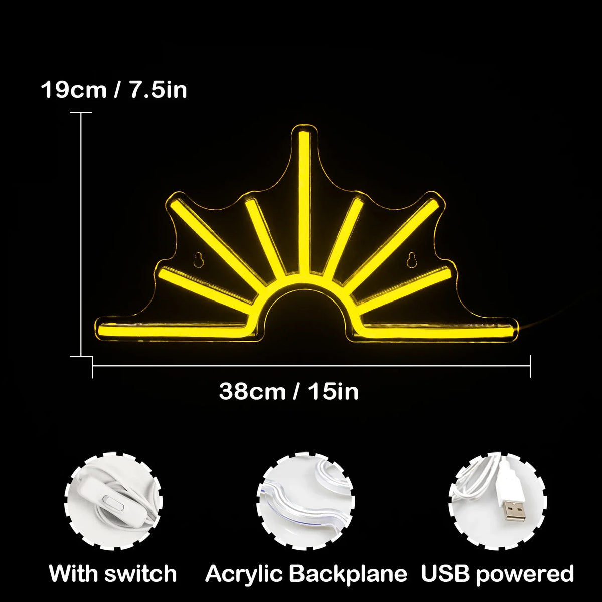 Sun 5V USB LED neon sign