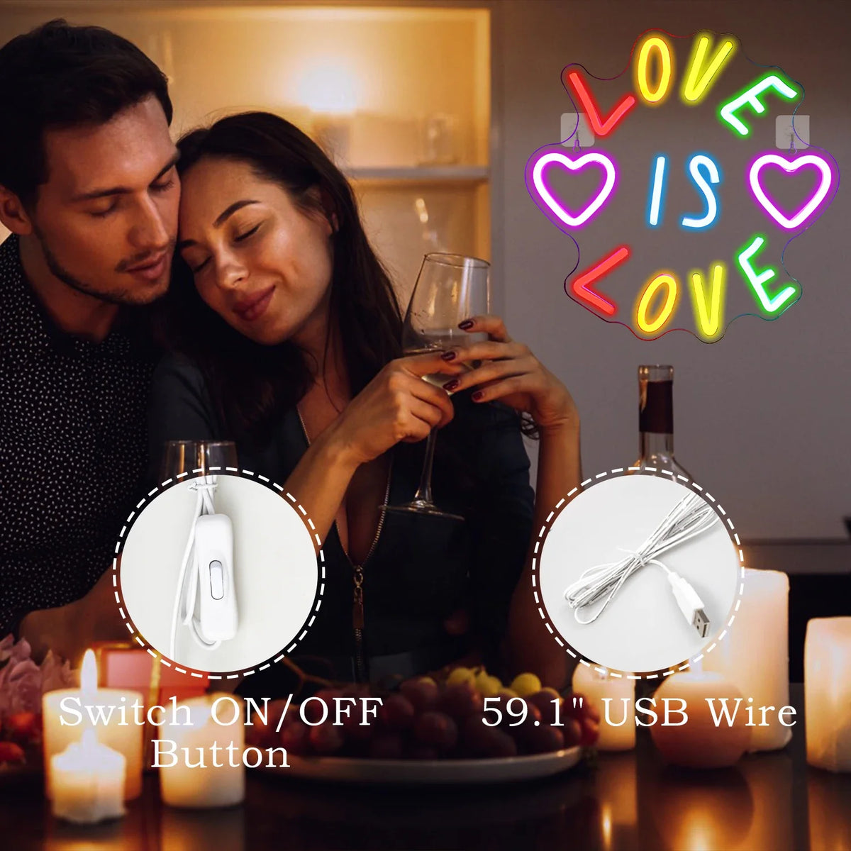 Love Is Love 5V USB LED neon sign