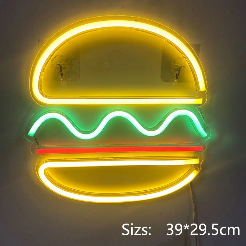Enseigne néon LED USB 5 V Hamburger