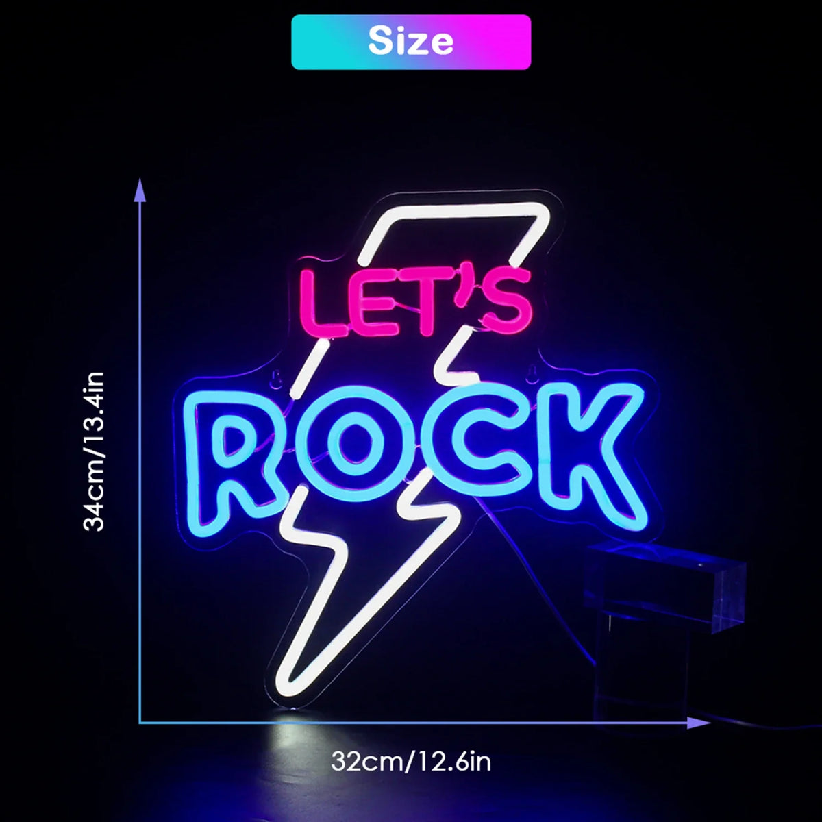 Enseigne néon LED USB 5 V Let's Rock