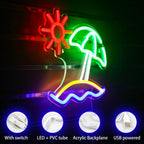 Enseigne néon LED USB 5 V Soleil à la plage