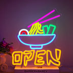 Enseigne néon LED USB 5 V Open Ramen — 32 × 36 cm