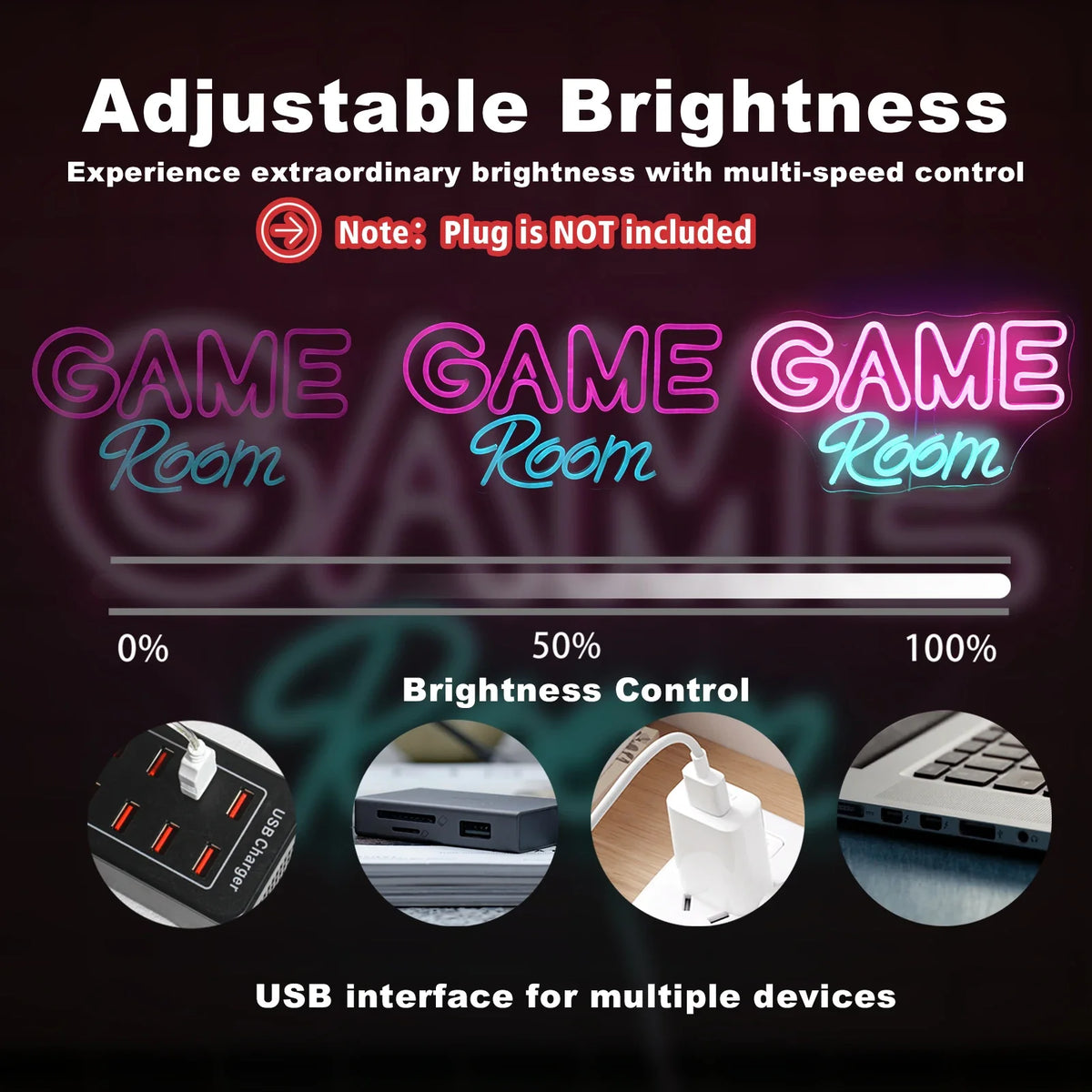 Game Room 5V USB LED neon sign