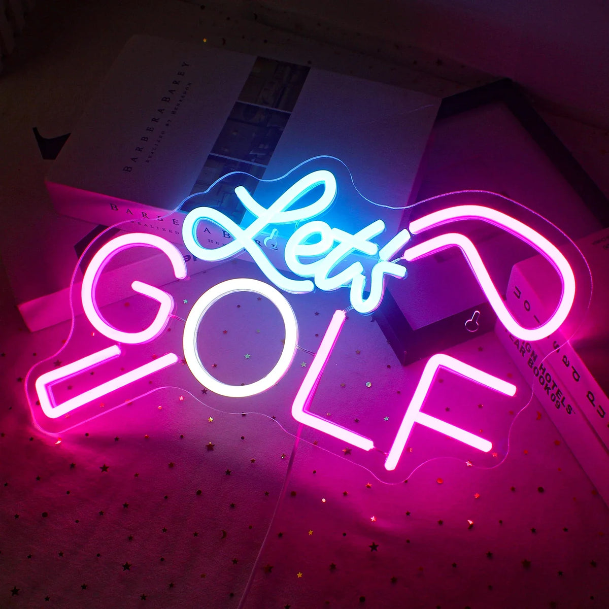 Enseigne néon LED USB 5 V Let's Golf — 35 × 28 cm
