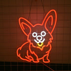 Enseigne néon LED USB 5 V Corgi rouge — 32 × 42 cm