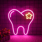 Enseigne néon LED USB 5 V Dent rose — 32 × 35 cm