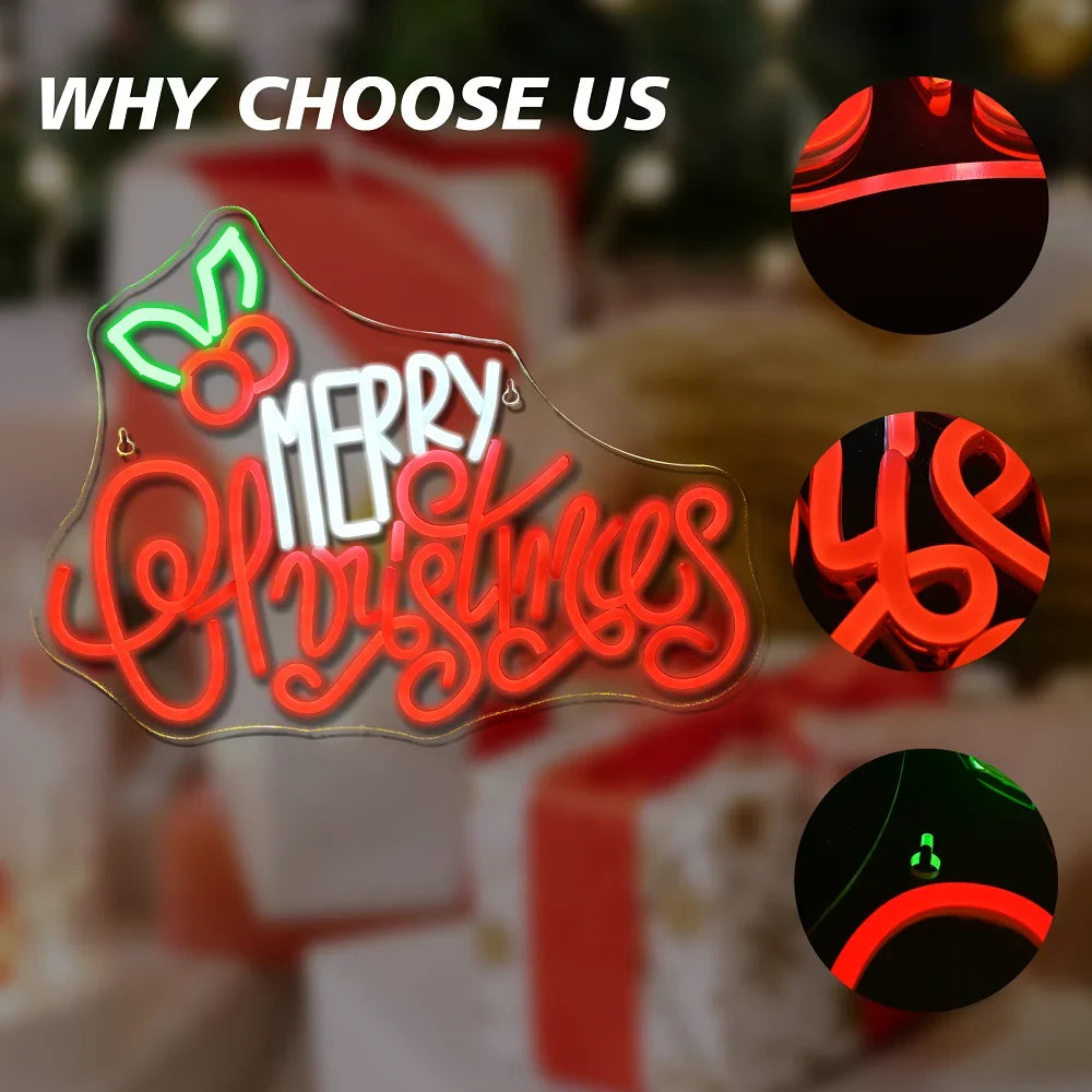 Enseigne néon LED USB 5 V Merry Christmas