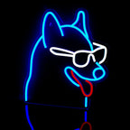Enseigne néon LED USB 5 V Chien — 32 × 36 cm
