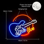 Enseigne néon LED USB 5 V Guitare « Live Music »