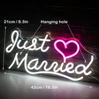 Enseigne néon LED USB 5 V Just Married