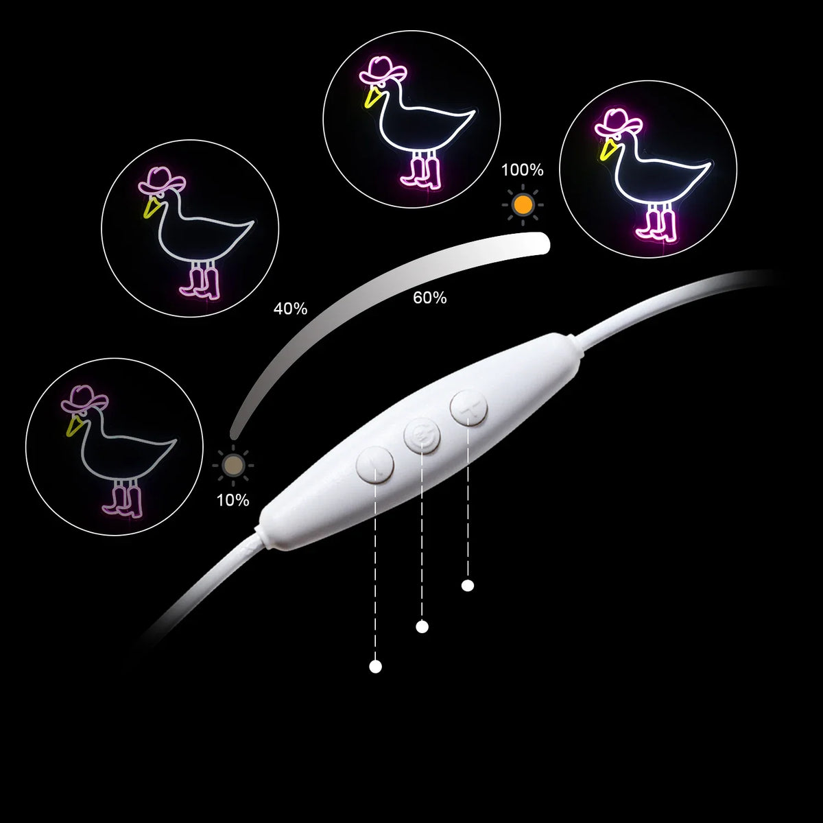 Pink White Cowboy Duck 5V USB LED neon sign