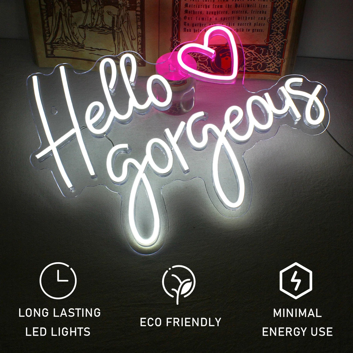 Hello Gorgeous 5V USB LED neon sign