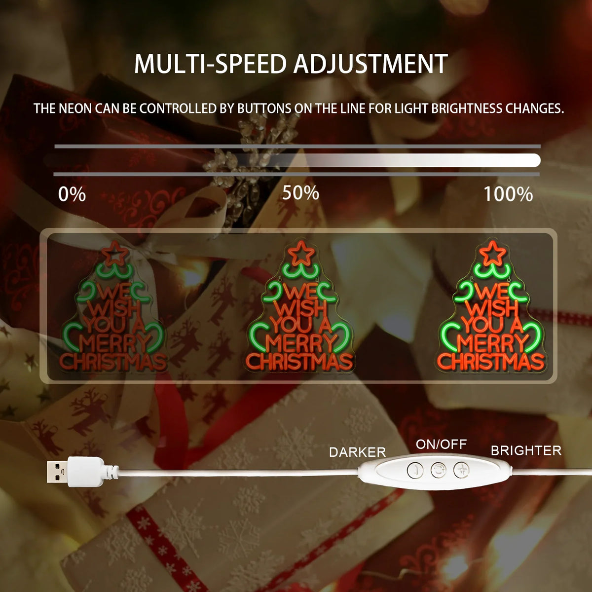 We Wish You A Merry Christmas 5V USB LED neon sign