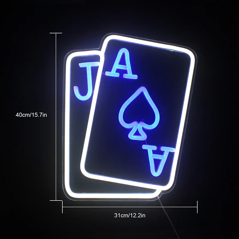 Enseigne néon LED USB 5 V Poker