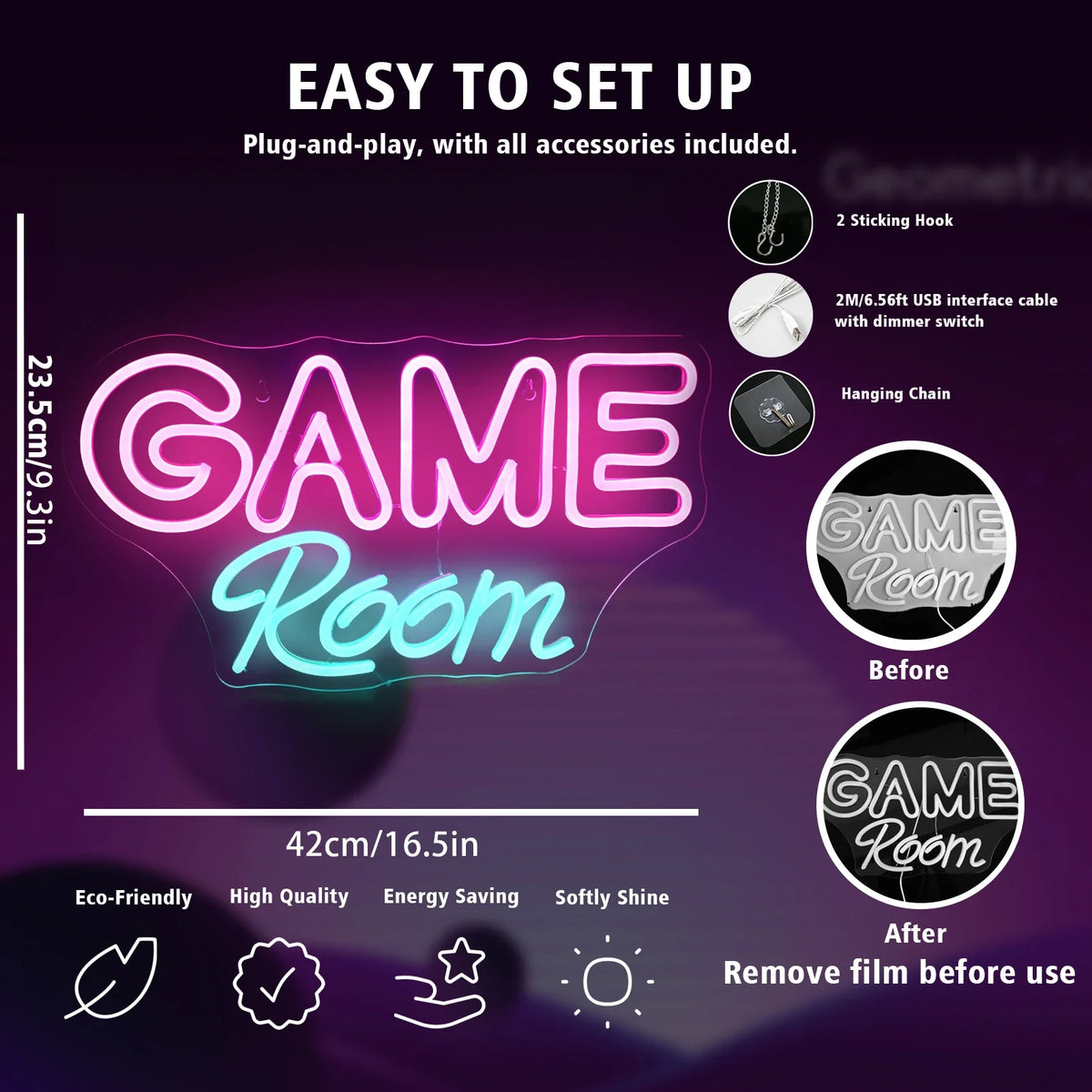 Game Room 5V USB LED neon sign