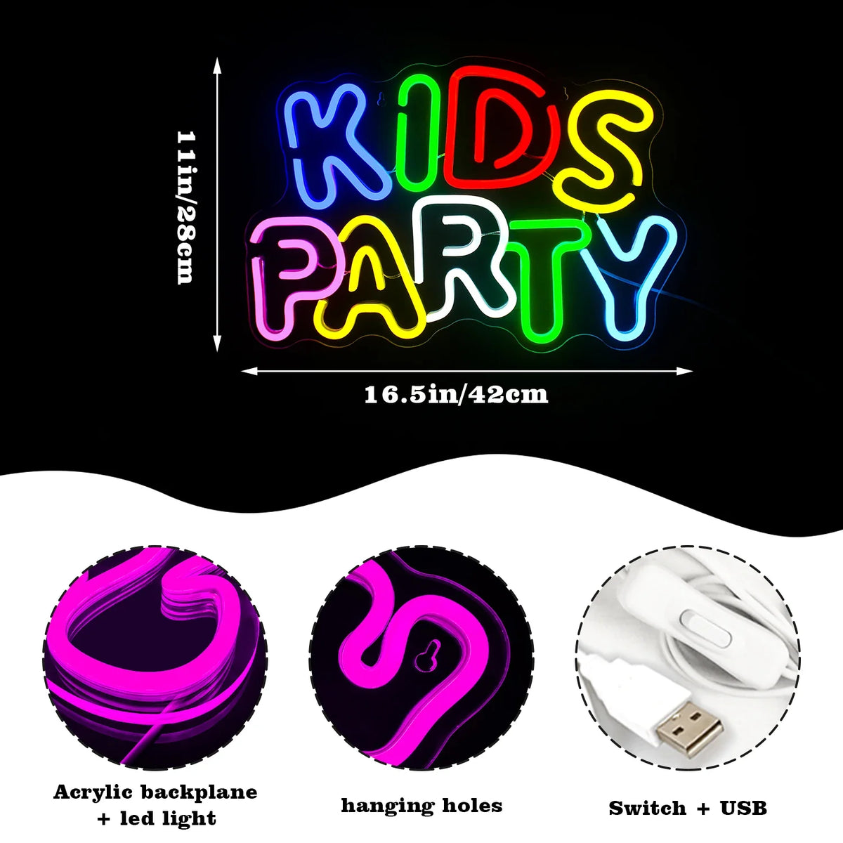 Kids Party 5V USB LED neon sign