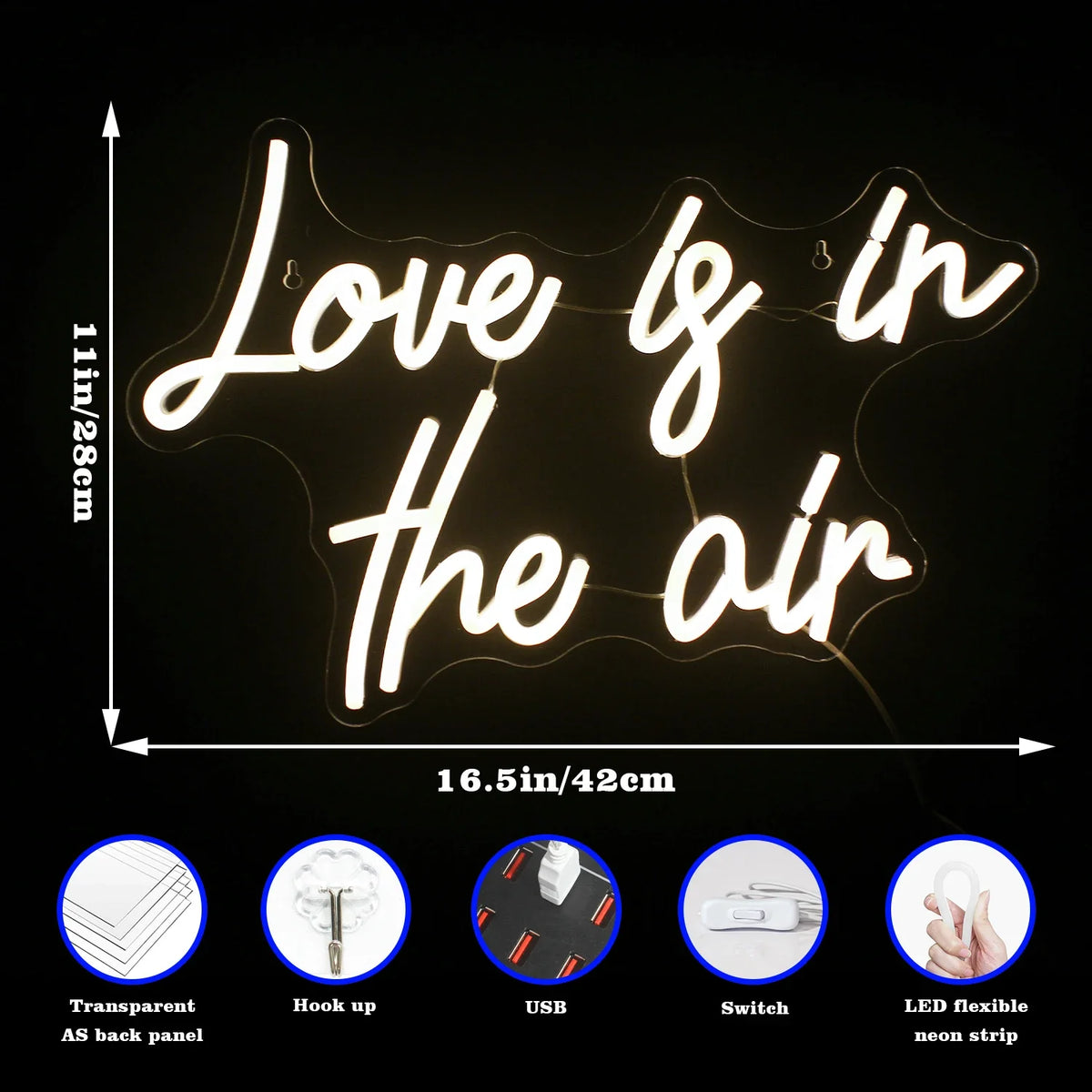 Love is in the air 5V USB LED neon sign