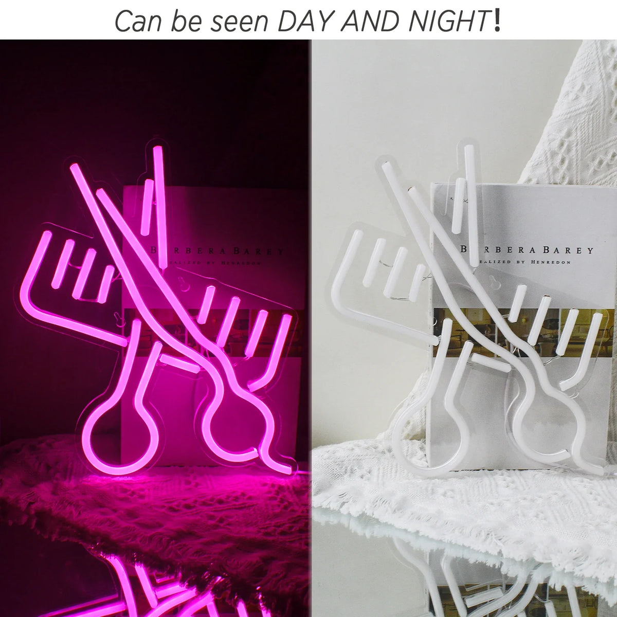 Enseigne néon LED USB 5 V Ciseaux et peigne