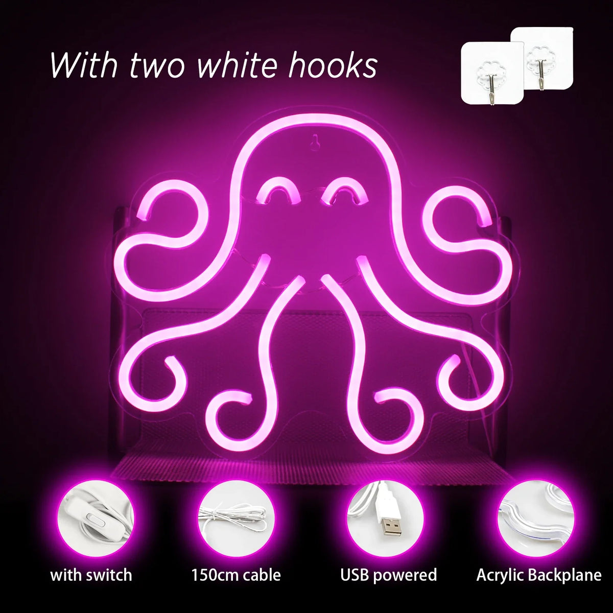 Octopus 5V USB LED neon sign