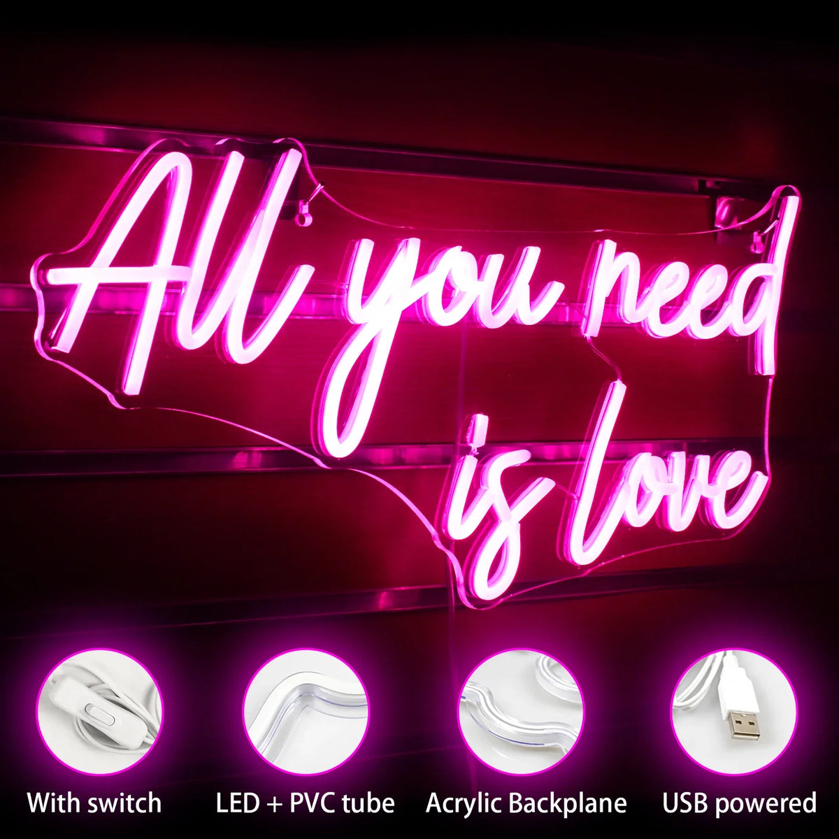 All You Need is Love 5V USB LED neon sign