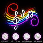 Colourful Musical Notes 5V USB LED neon sign