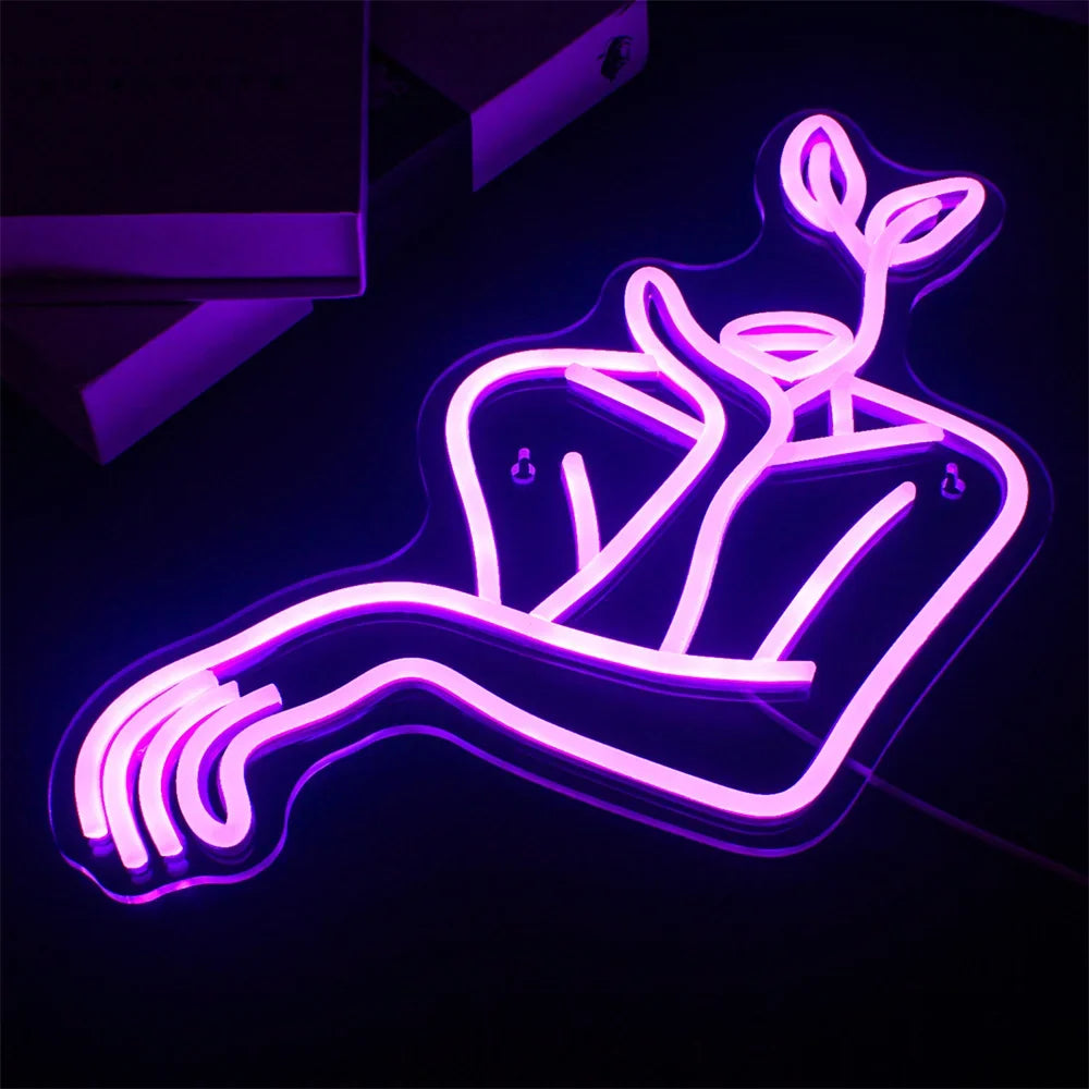 Woman Line Art 5V USB LED neon sign