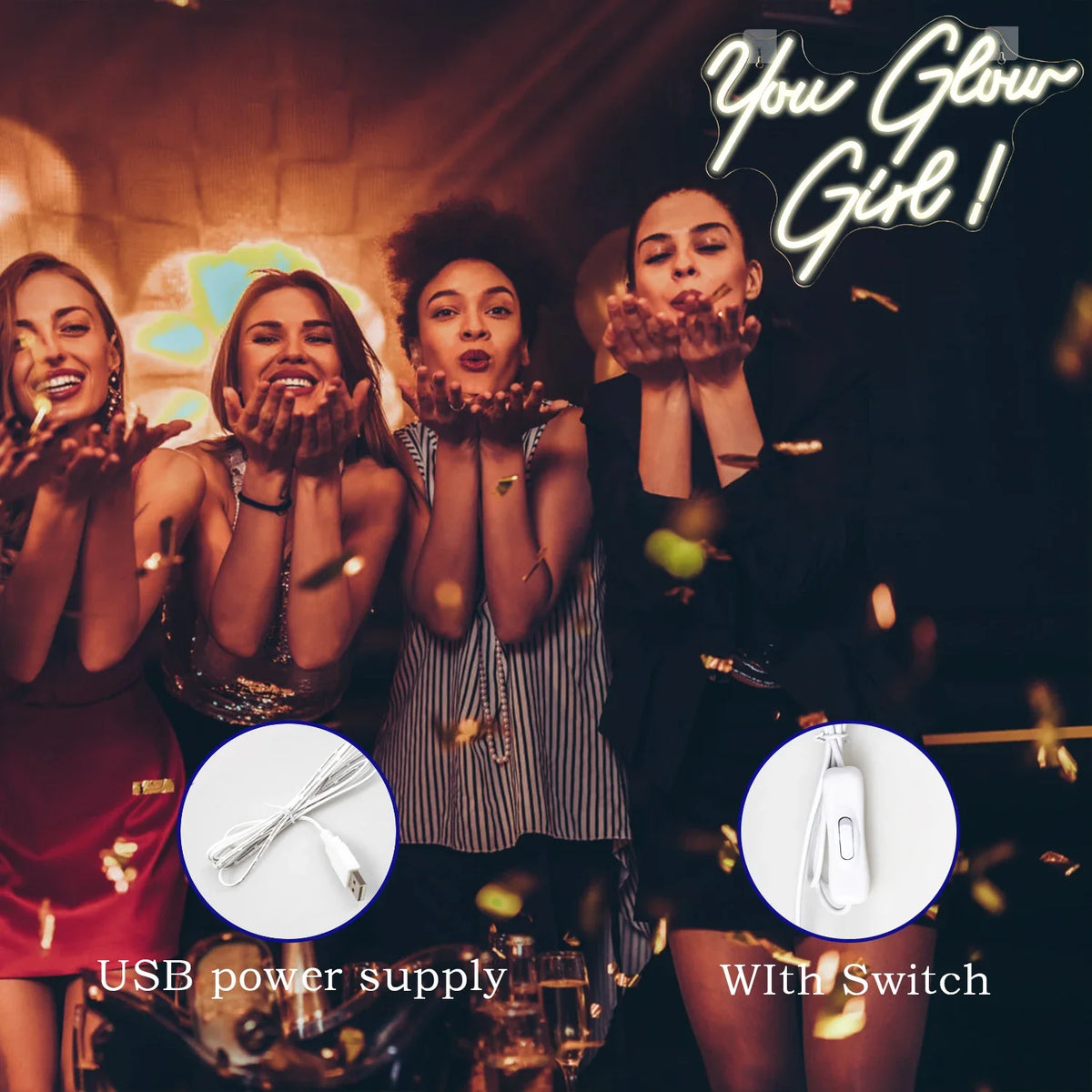 Enseigne néon LED USB 5 V You Glow Girl