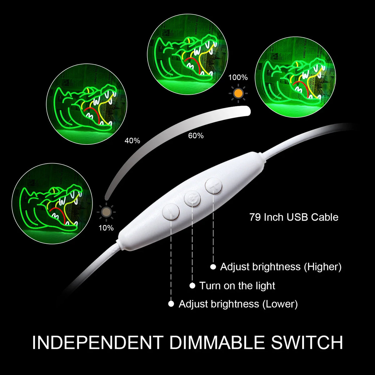 Enseigne néon LED USB 5 V Alligator